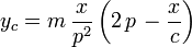 y_c = m\, \frac{x}{p^2} \left( 2\, p\, - \frac{x}{c} \right)